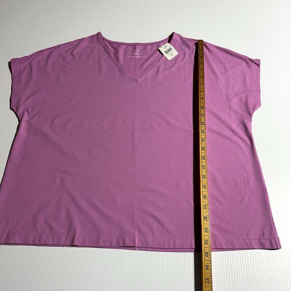 J.Jill Luxe Supima Easy Tee Size XL Womens Top Pink Petunia Boxy V-Neck NWT - Picture 8 of 9